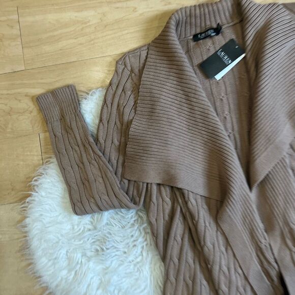 Lauren Ralph Lauren Women's Brown Collar Cardigan Sweater Size L NWT - Picture 3 of 9